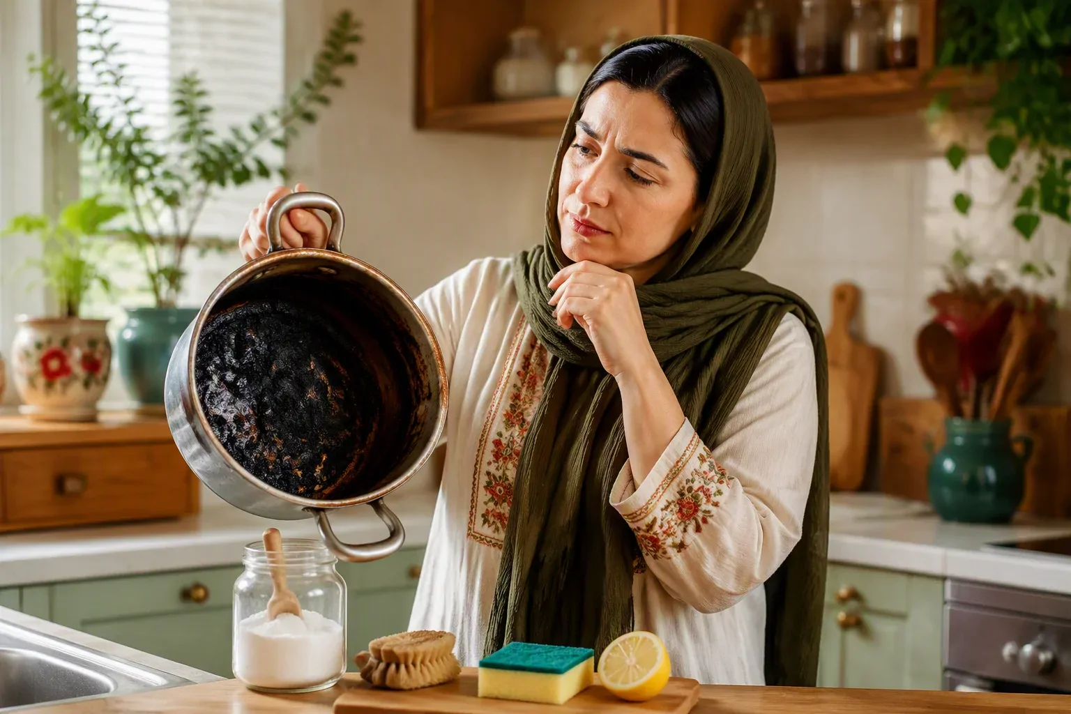 قابلمه سوخته را چگونه تمیز کنیم؟